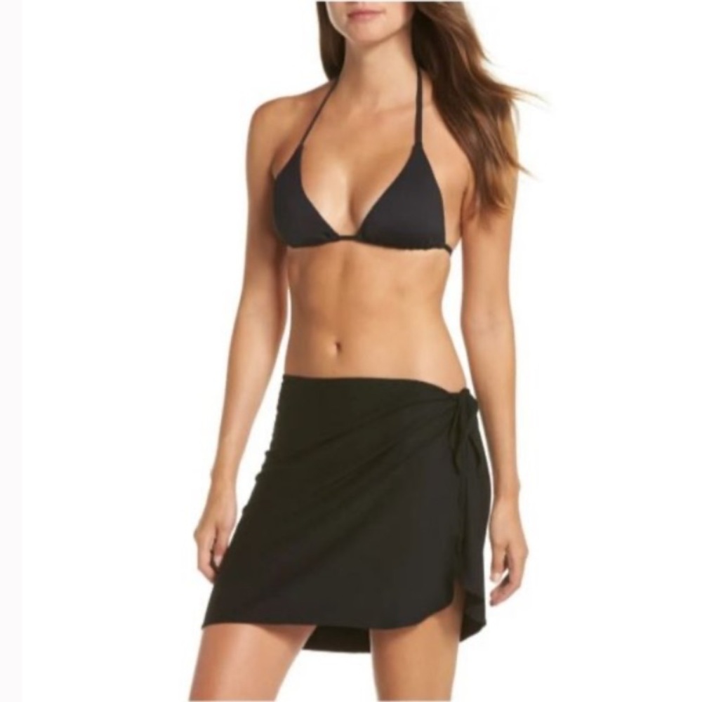 Robin Piccone Coverup Wrap Skirt NWT OS Black